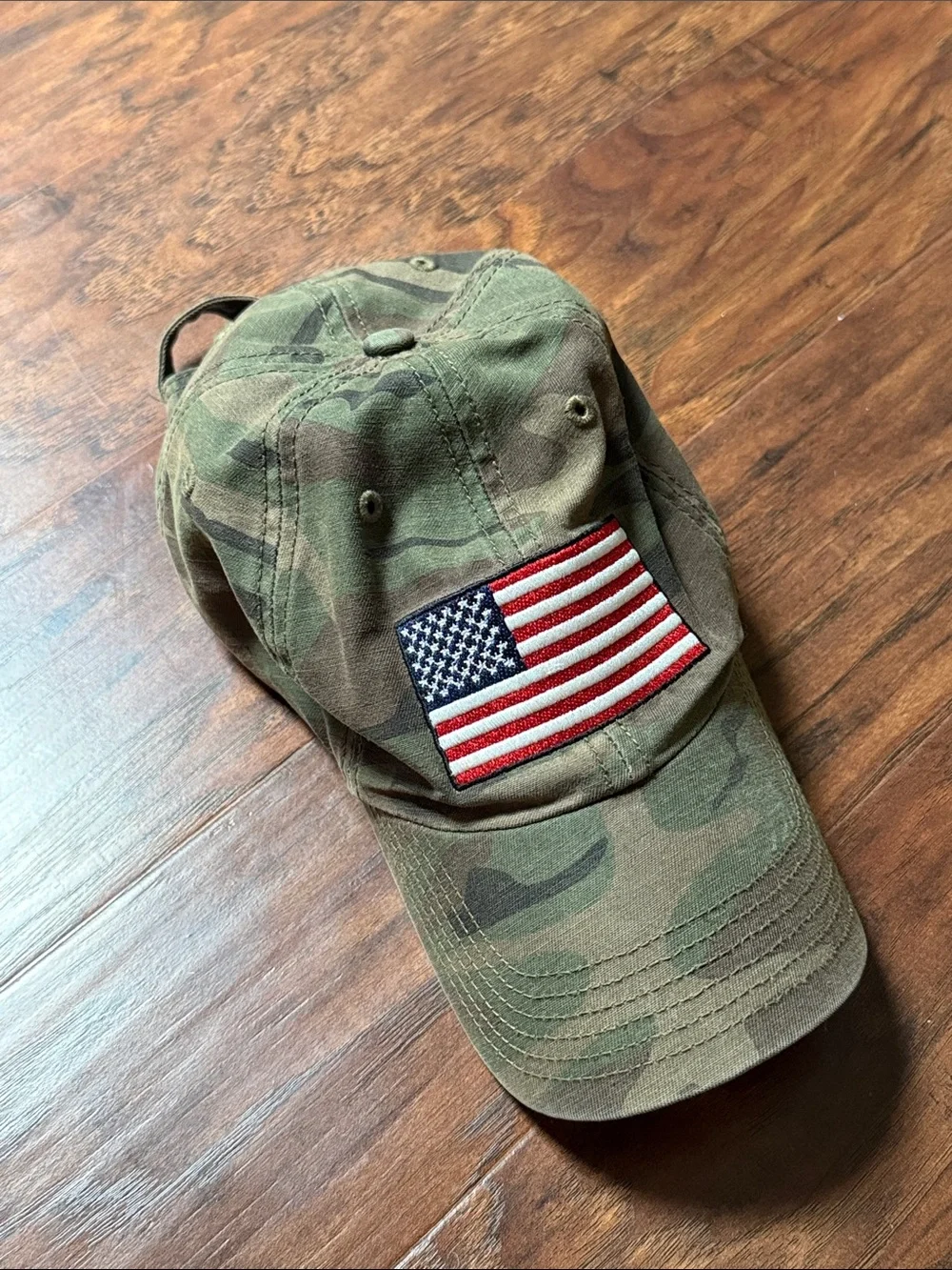 Kids Camo Baseball Cap with American Flag Patch
